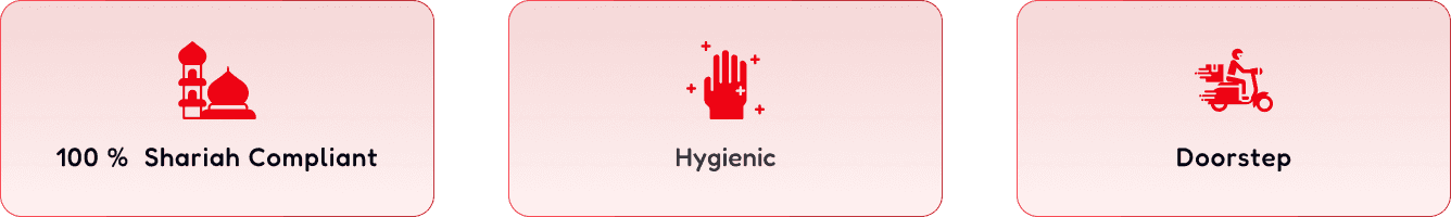 100% Shariah, Hygienic, Doorstep delivery